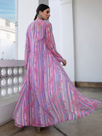 Lavender Georgette Chevron Co-ord Set