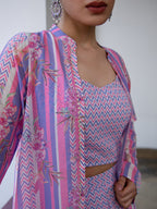 Lavender Georgette Chevron Co-ord Set