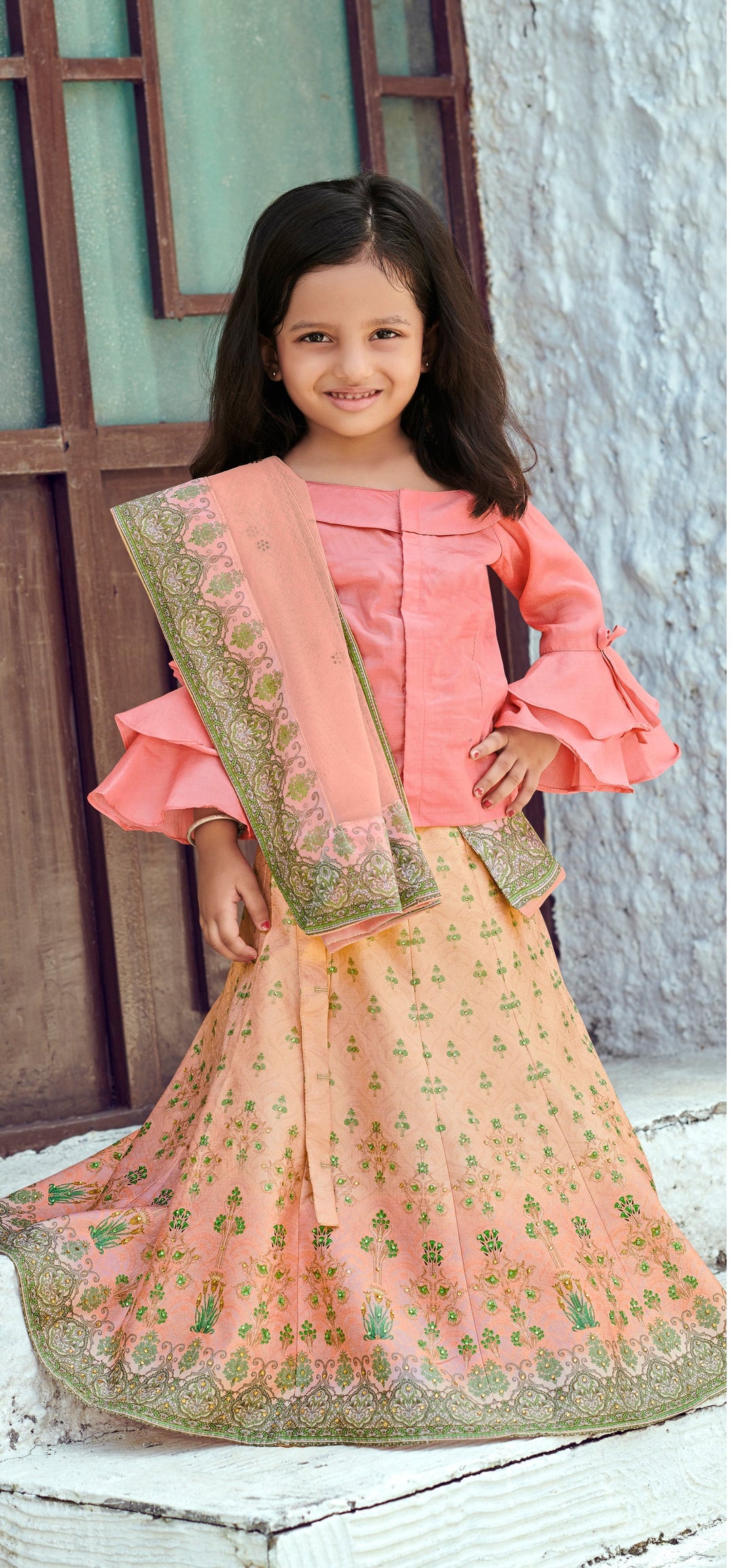 Fairy Tale Tussar Silk Lehenga for Kids - qivii