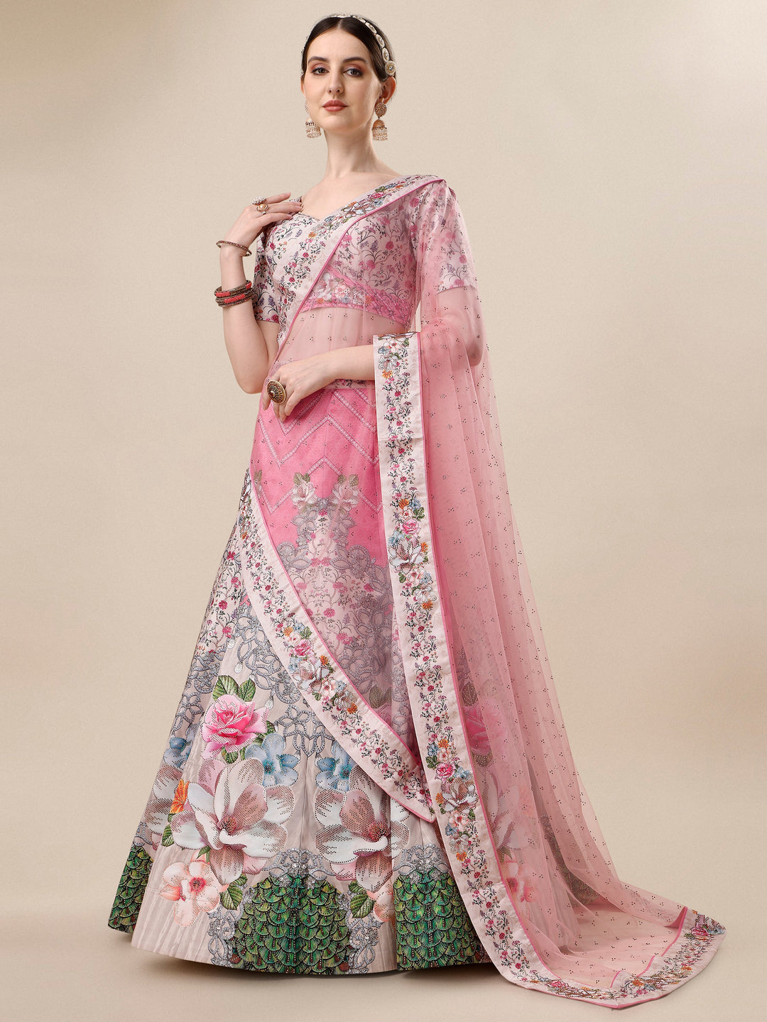 Glamour in Crystal: Swarovski Designer Lehengas for Bridal Bliss and Semi-Bridal Eleganc - qivii