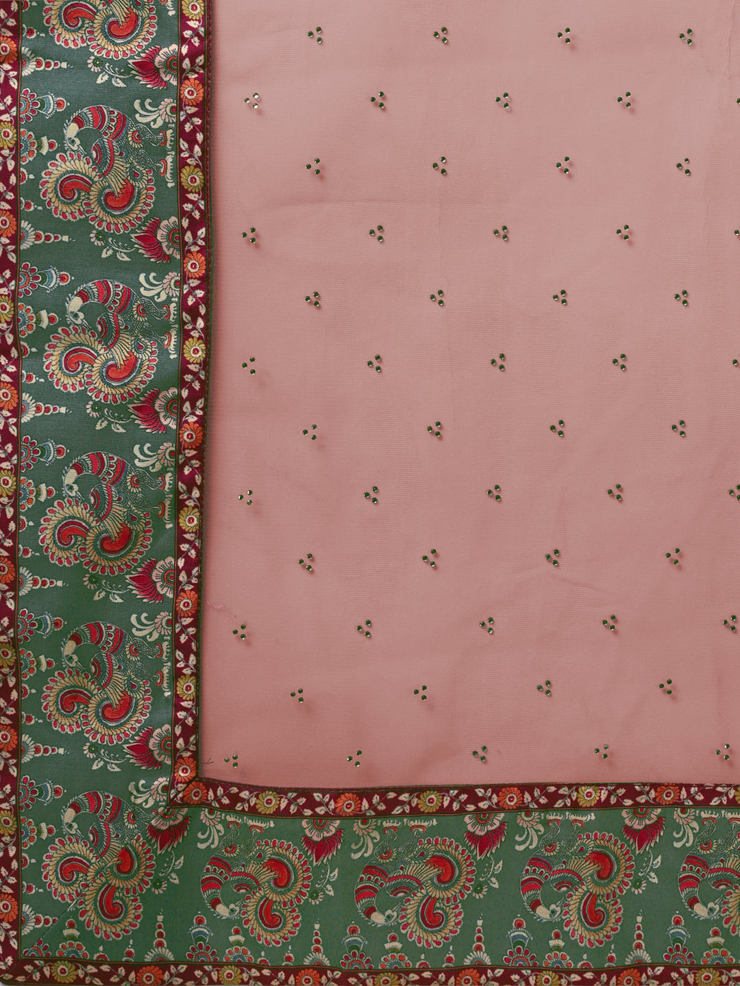 Nature's Symphony: Kalamkari Digital Printed Lehenga - qivii