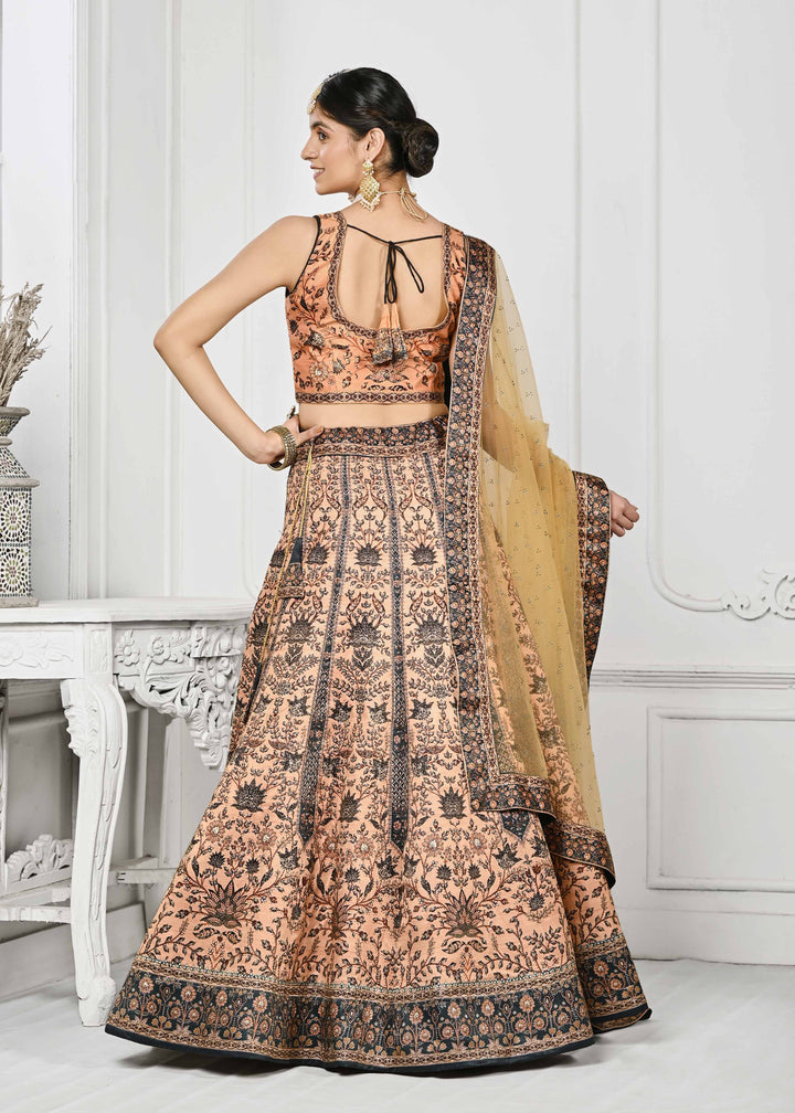 Dazzling Elegance: Swarovski Symphony Digital Print Lehenga - qivii