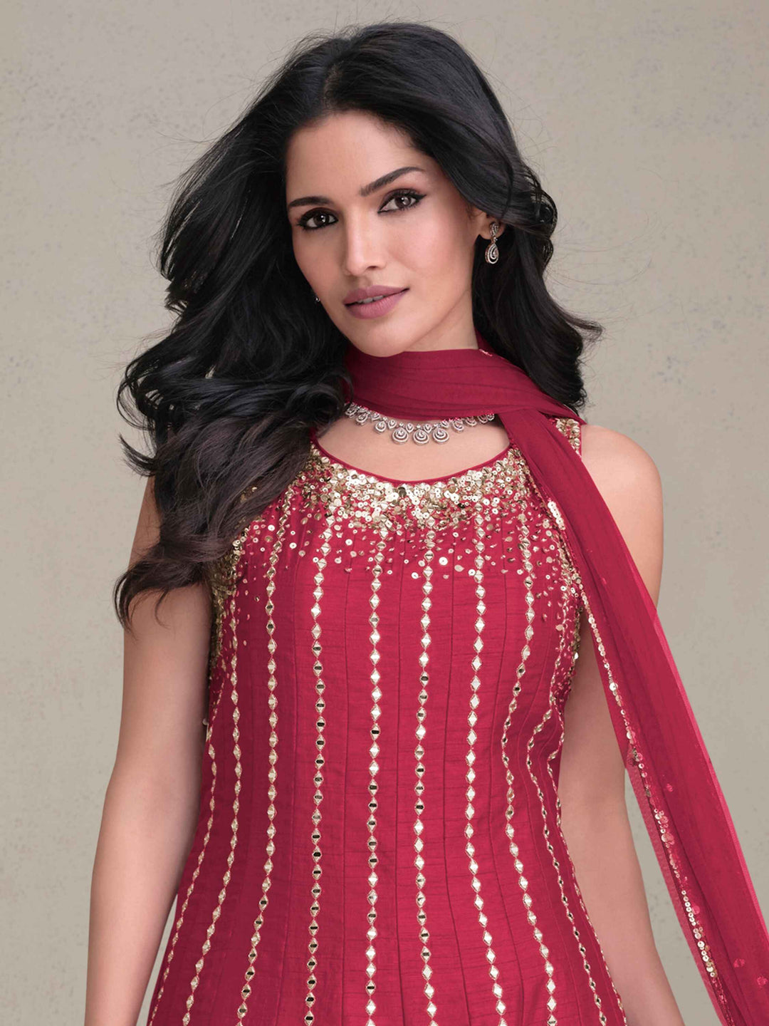 Attractive Pink Sequins Silk Designer Dhoti Suit With Dupatta for women