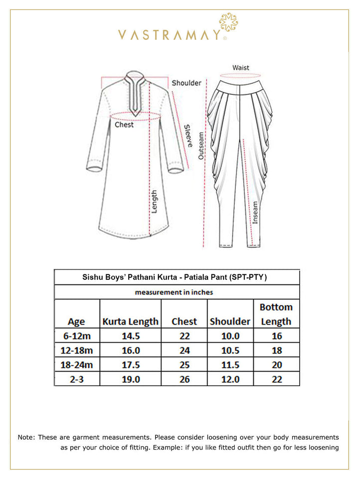 VASTRAMAY Boy's Blue Pathani Kurta With Patiala Set - qivii