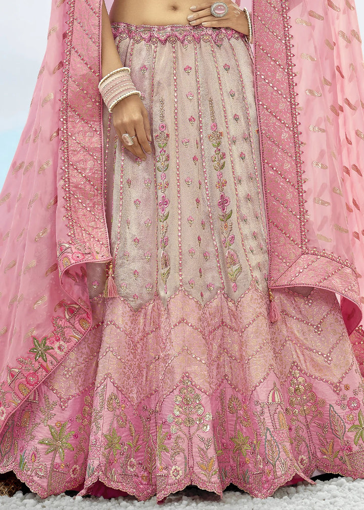 Patch & Cut Work Silk Embroidered Semi Stitched Lehenga Choli & Dupatta - qivii