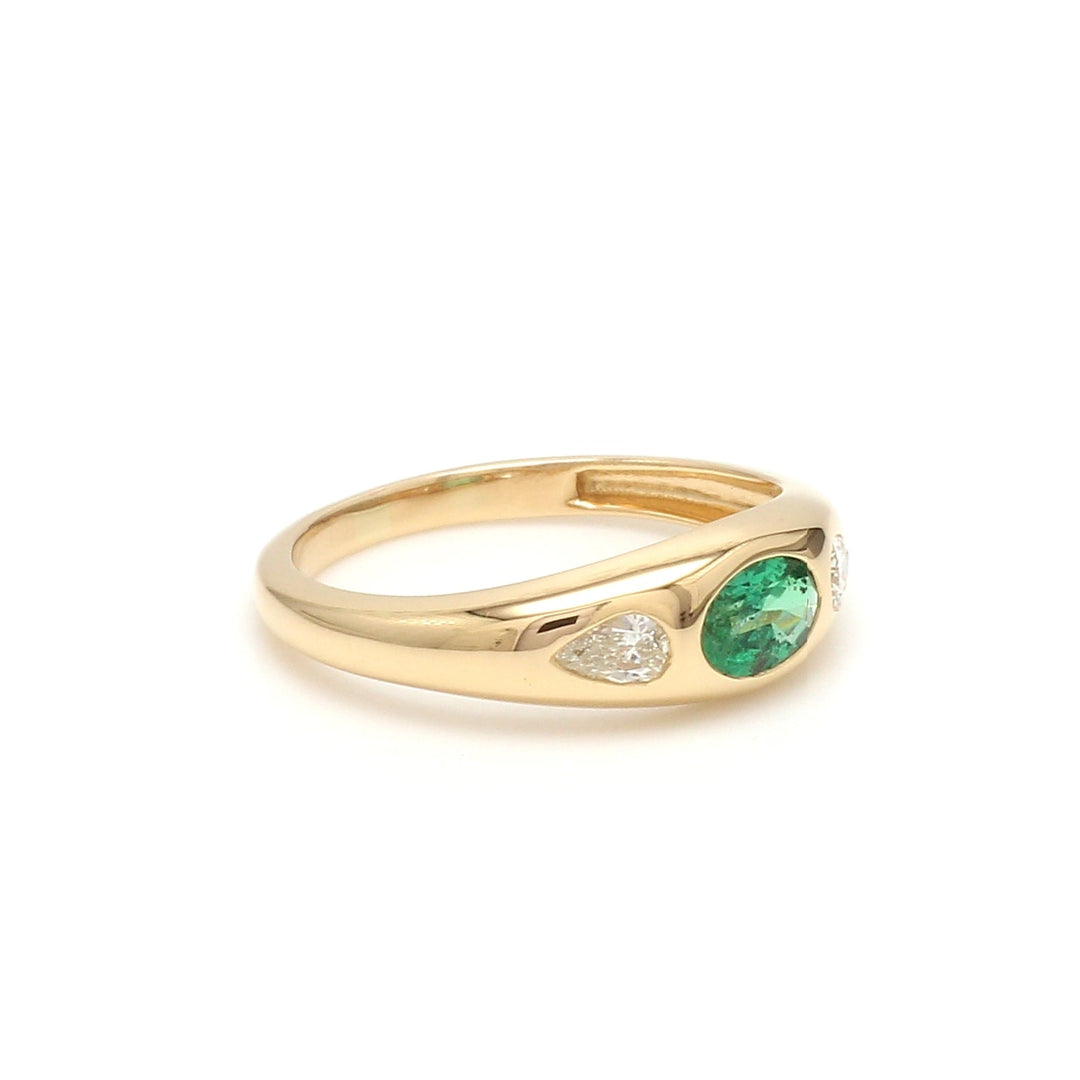 Emerald Oval Diamond Pear Mini Chunky Ring - qivii