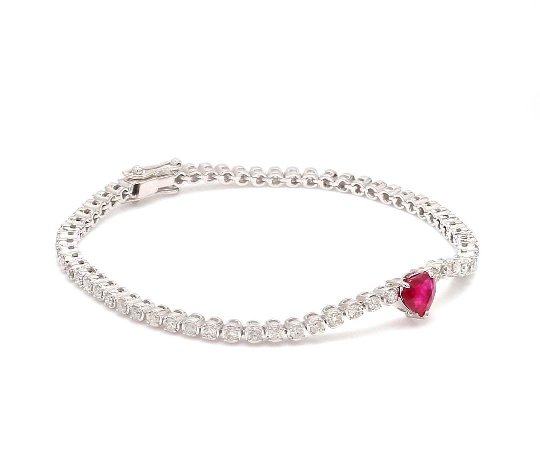 Ruby Heart Diamond Tennis Bracelet Gold | - qivii