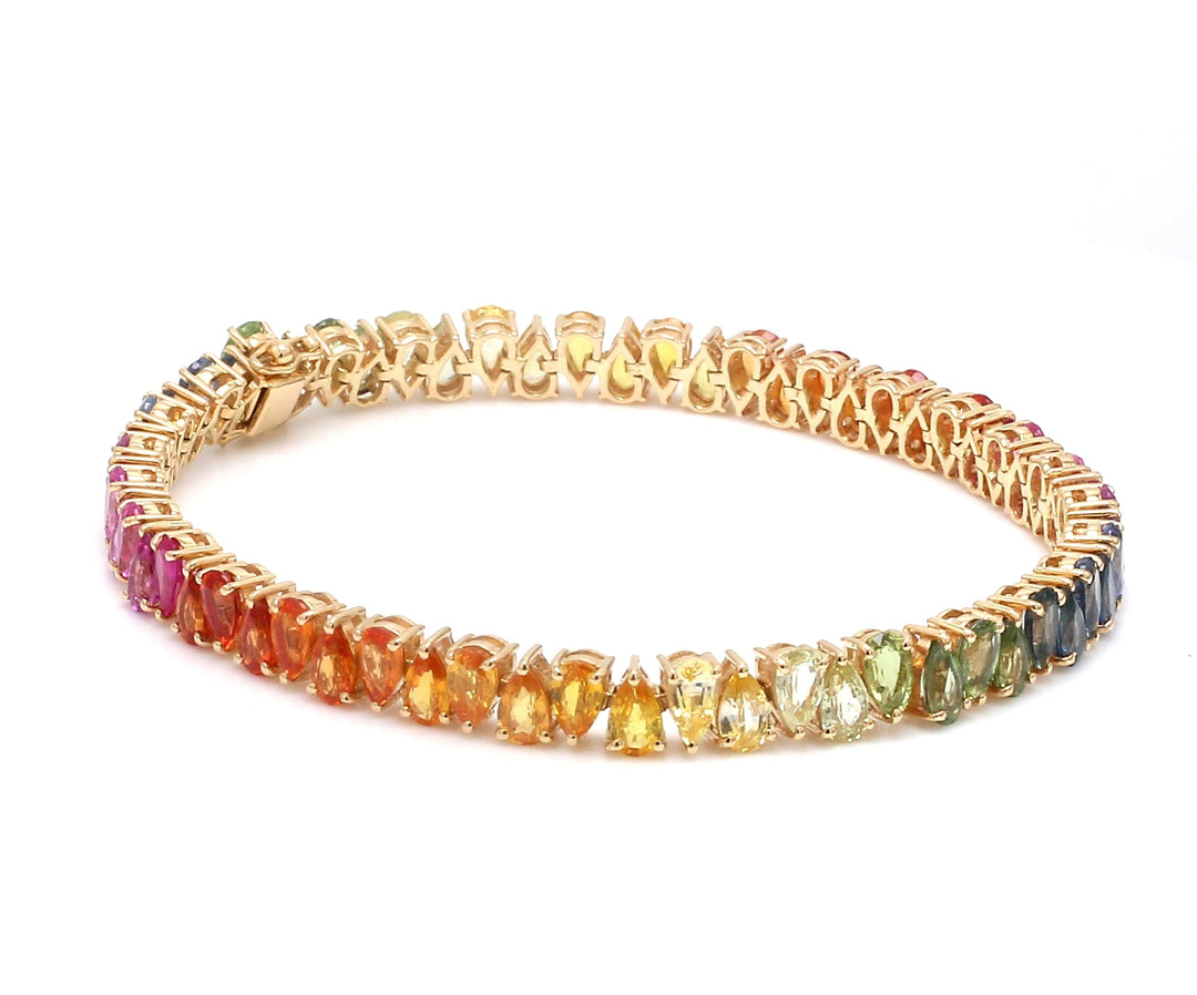 Rainbow Sapphire Pear Upside Down Tennis Bracelet - qivii