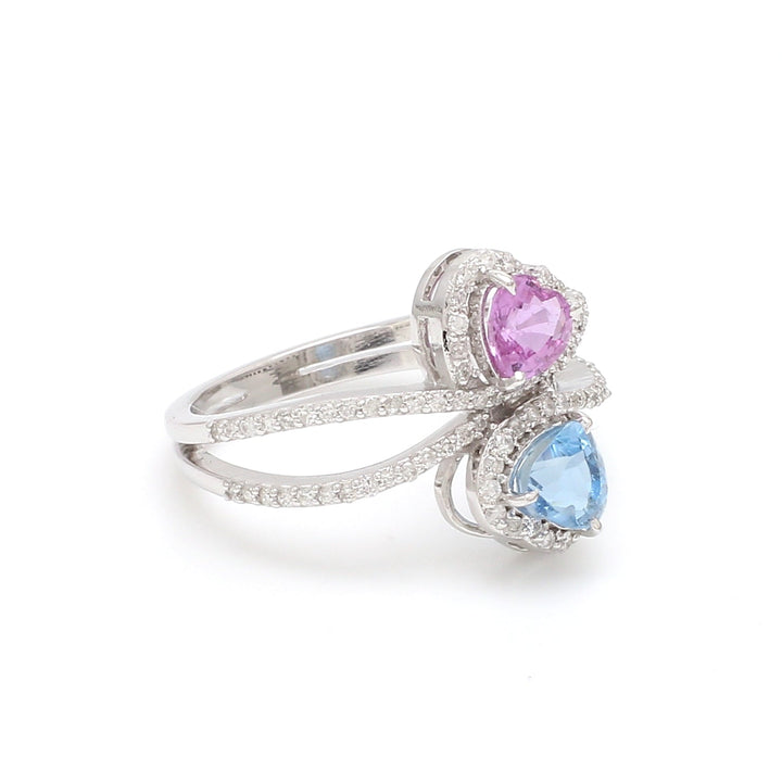 Pink Sapphire Aquamarine Ring - qivii