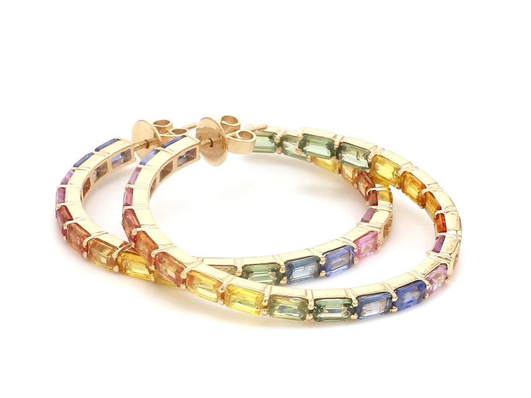 Rainbow Sapphire 45MM Hoops - qivii