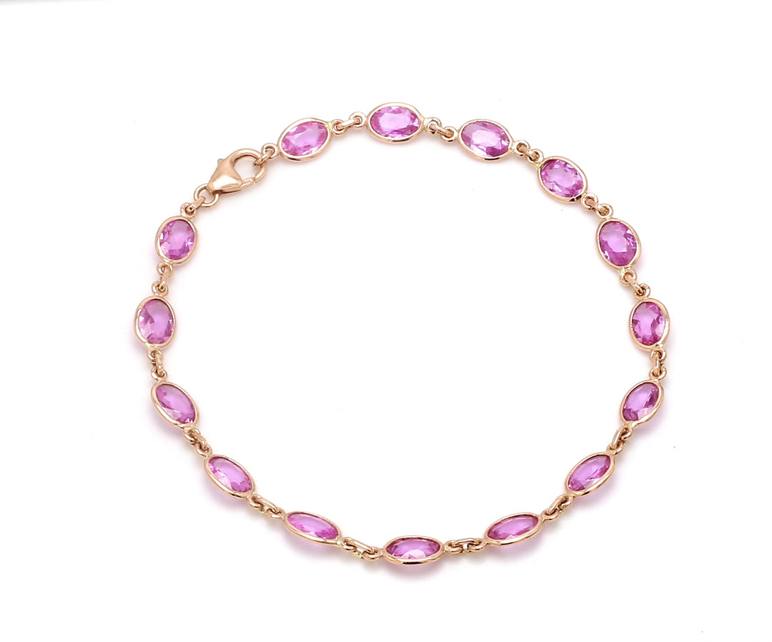 Pink sapphire Oval Rose Cut Bracelet - qivii