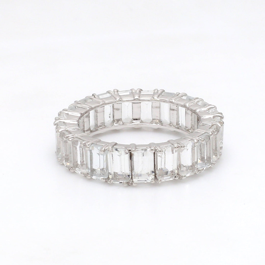 White Topaz Emerald Cut Ring - qivii