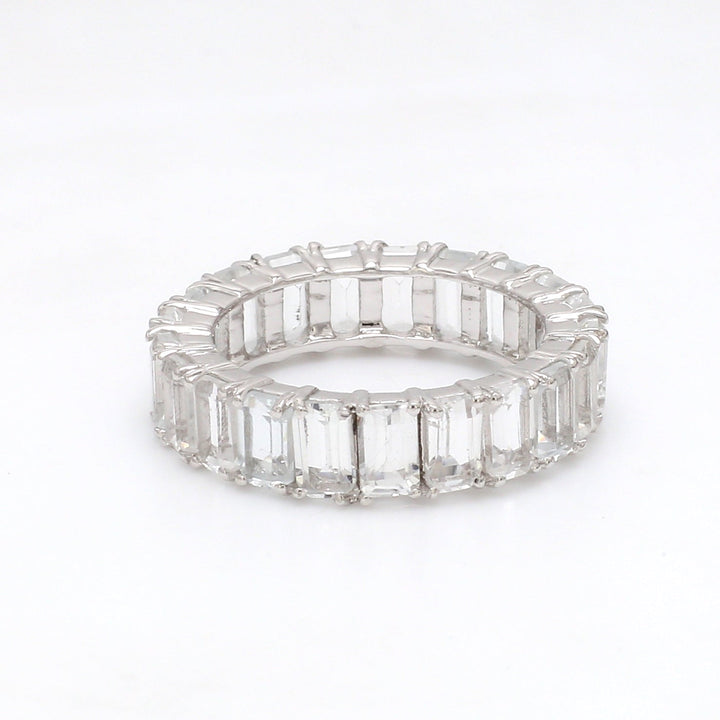 White Topaz Emerald Cut Ring - qivii