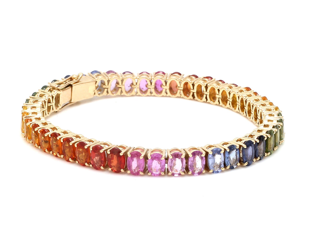 Rainbow Sapphire 6x4MM Oval Bracelet - qivii