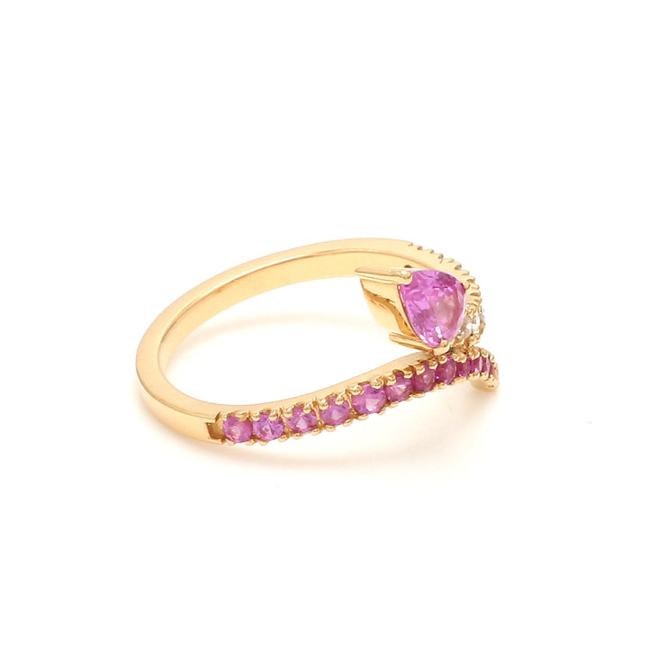 Pink Sapphire Pear Diamond Bypass Ring - qivii