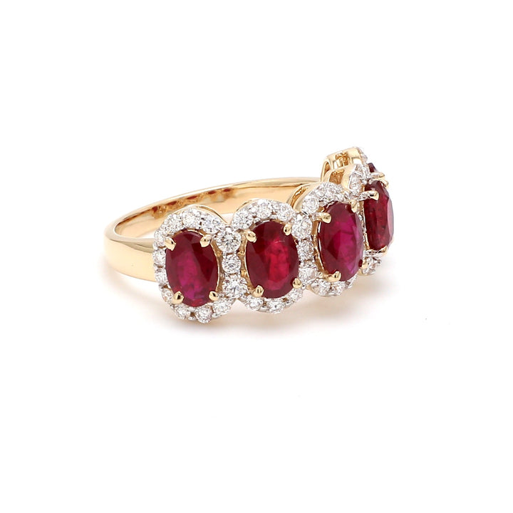 Ruby Oval Diamond Five Stone Ring - qivii