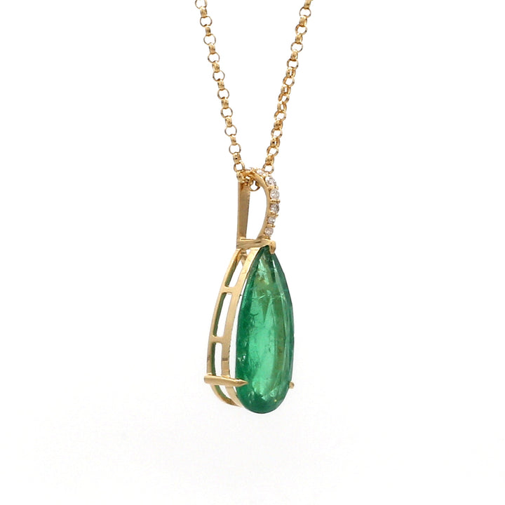 Emerald Pear and Diamond Necklace - qivii