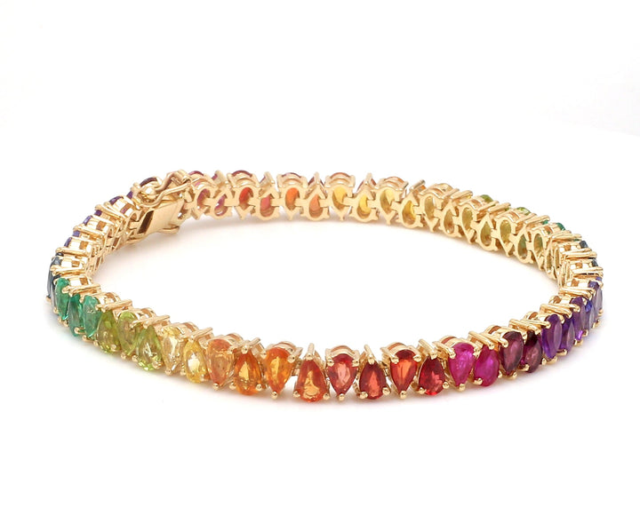 Rainbow Gemstone Pear Alternate Tennis Bracelet - qivii