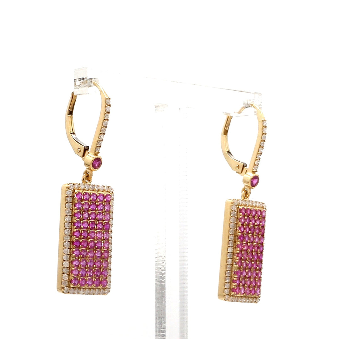 Pink Sapphire Dog Tag Earring - qivii