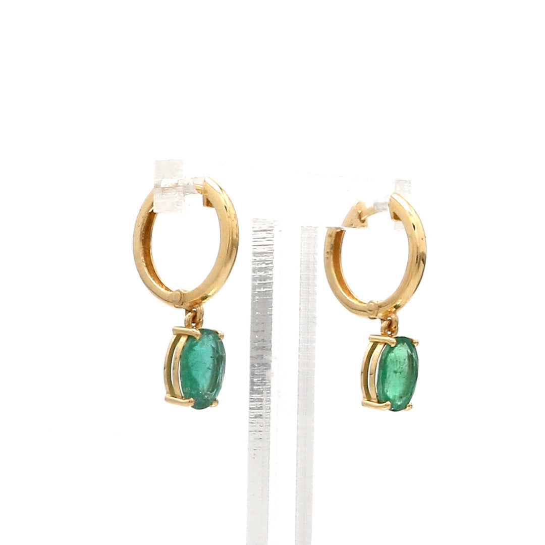 Emerald Oval Prong Set Mini Earrings - qivii