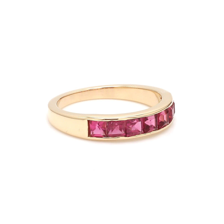 Pink Tourmaline Square Channel Set Ring - qivii