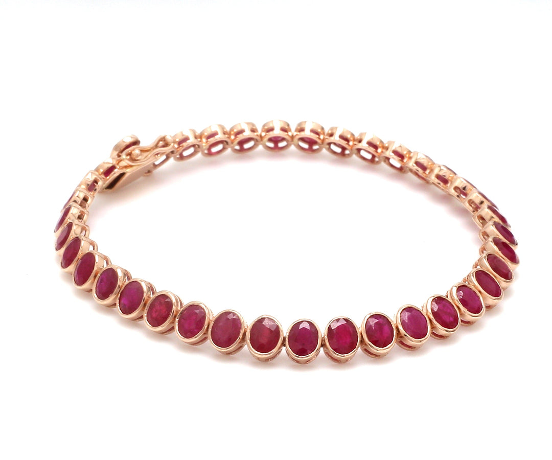 Ruby Oval Bezel Set Tennis Bracelet - qivii