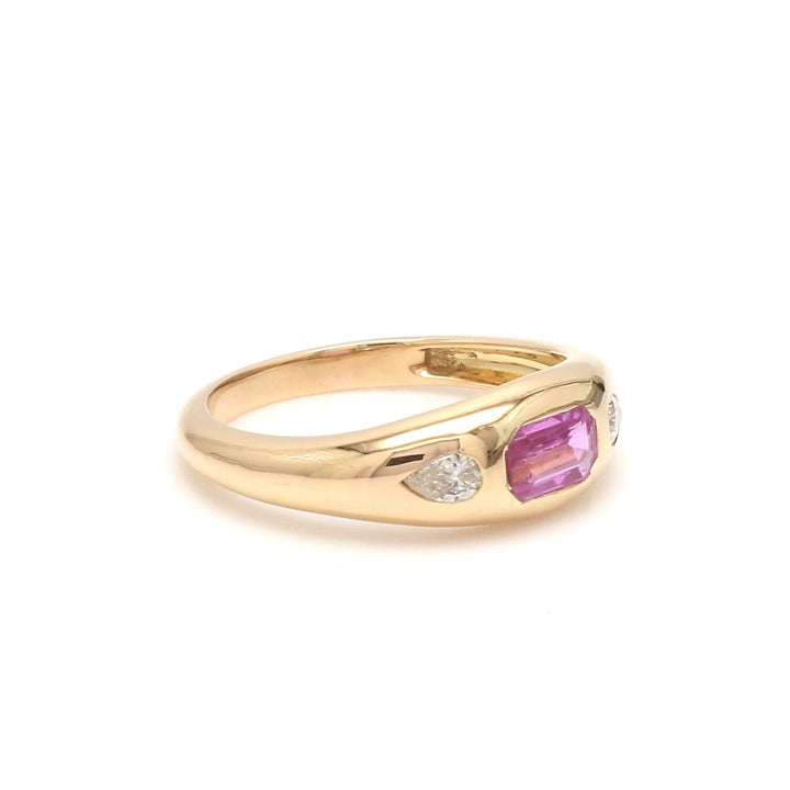 Pink Sapphire Octagon Pear Diamond Mini Chunky Ring - qivii