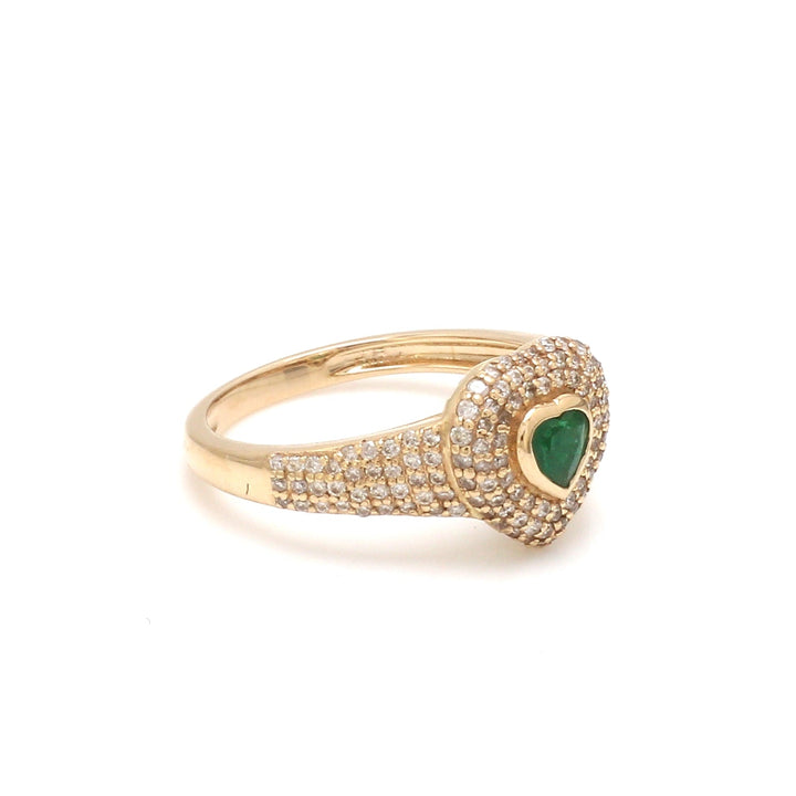 Emerald Heart Diamond Pinky Ring - qivii