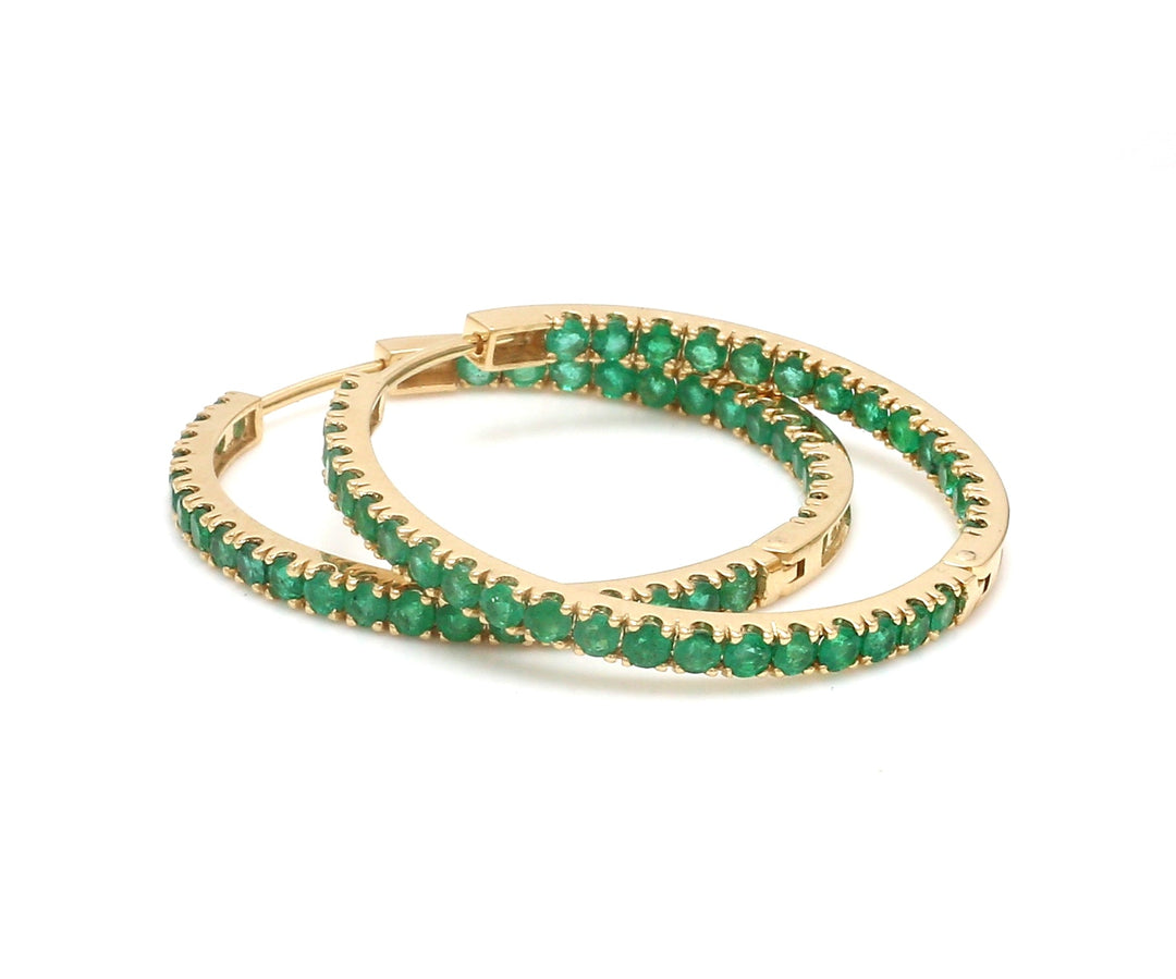 Emerald Round Big Hoops Thin Earrings - qivii
