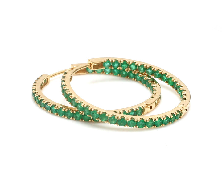 Emerald Round Big Hoops Thin Earrings - qivii