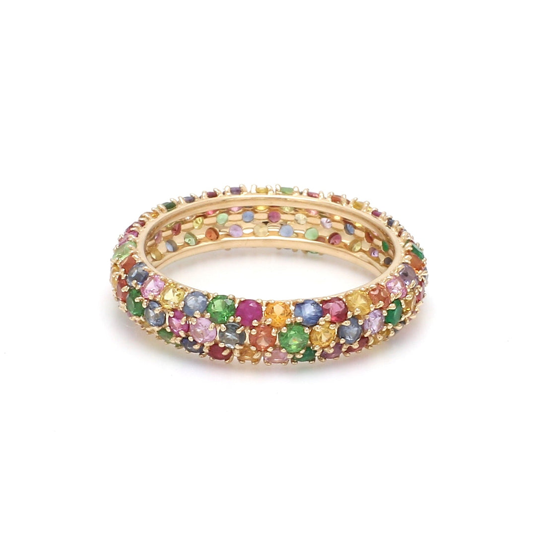 Rainbow Sapphire Random Pave Ring - qivii