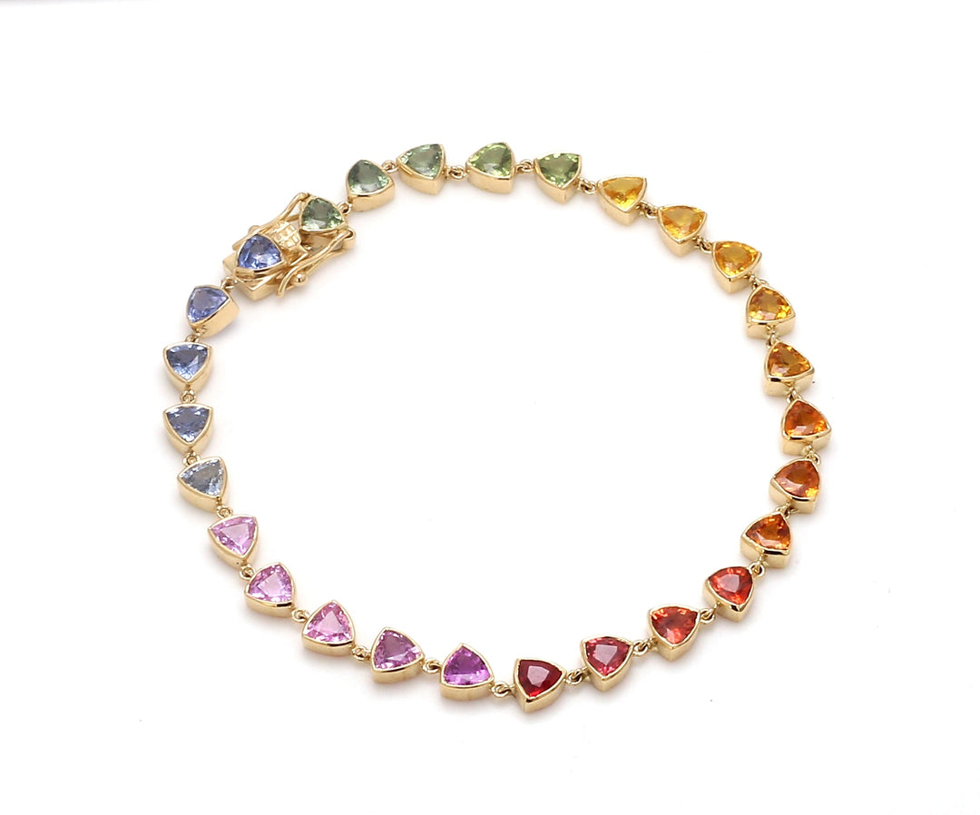 Rainbow Sapphire Trillion Link Bracelet - qivii