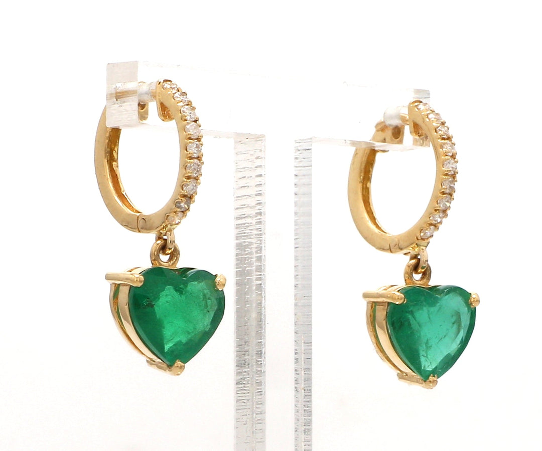 Emerald Heart Dangle Earrings - qivii