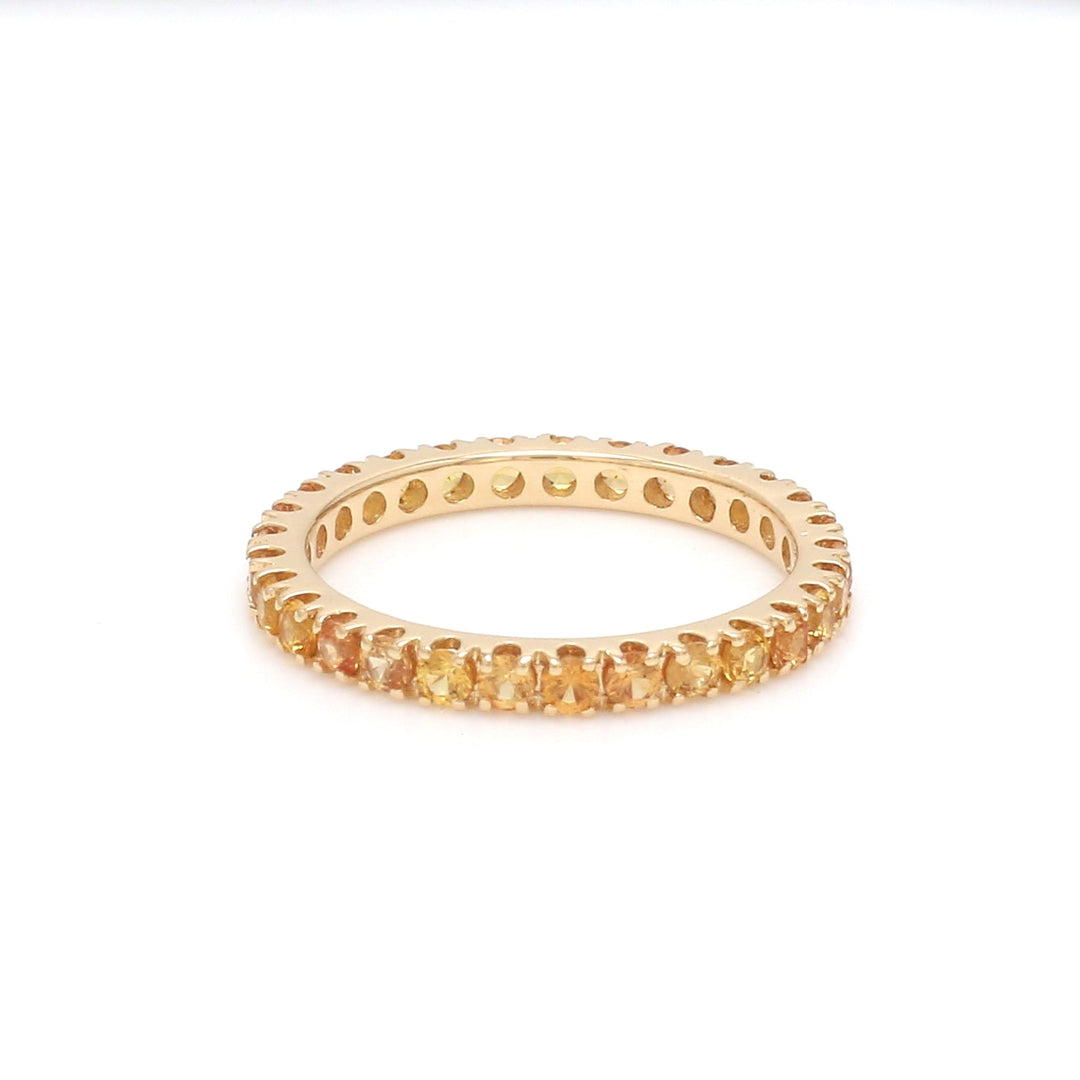 Yellow Sapphire Round Thin Band Ring - qivii