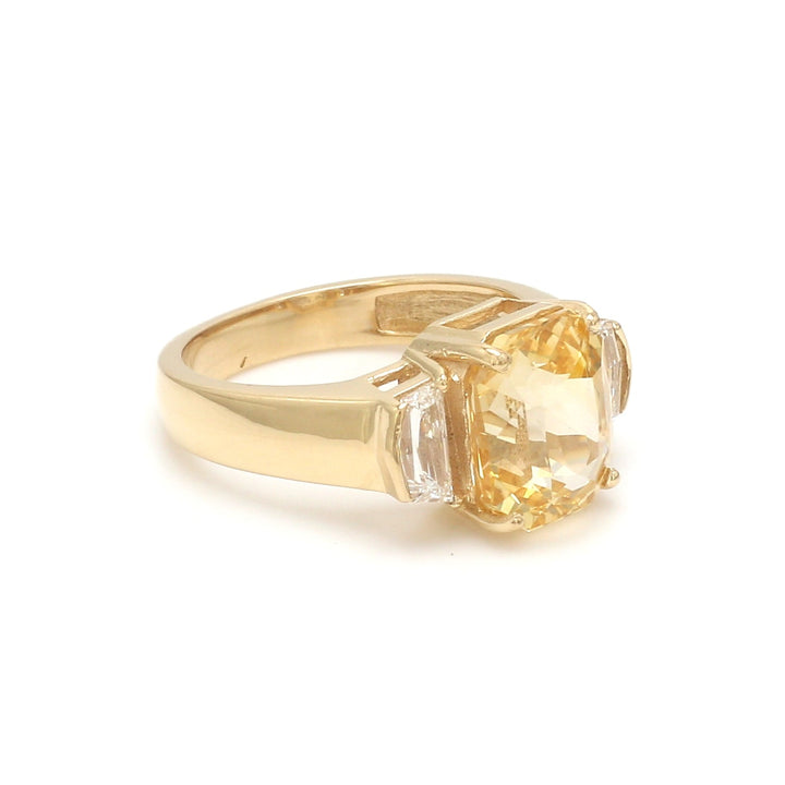 Yellow Sapphire Three Stone Ring - qivii