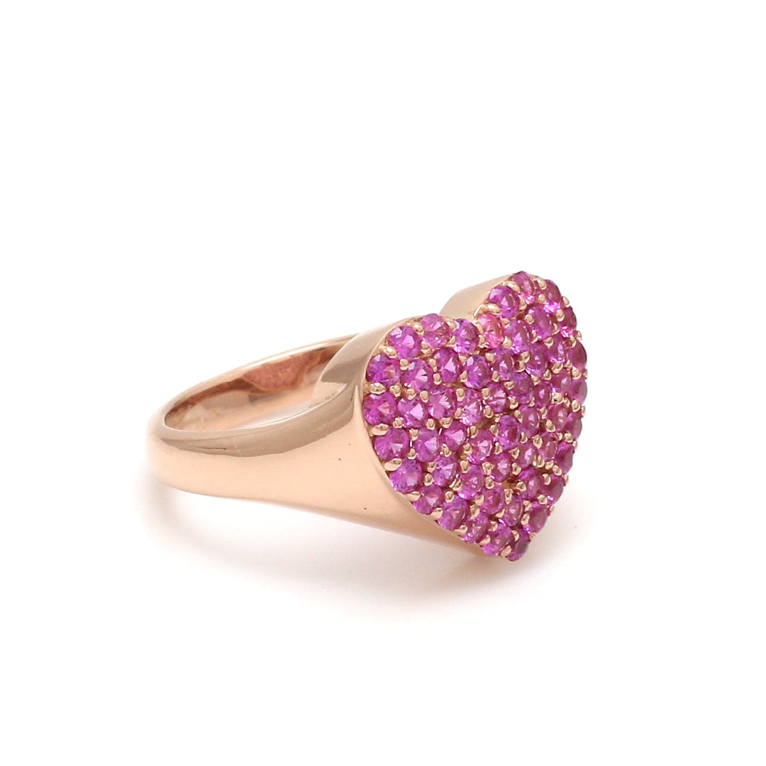 Pink sapphire heart Ring - qivii