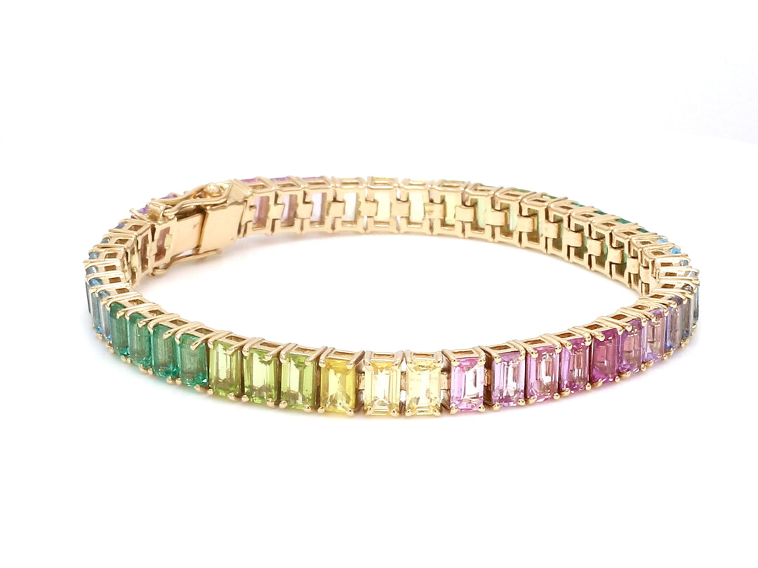 Rainbow Gemstone Emerald Cut Pastel Bracelet - qivii