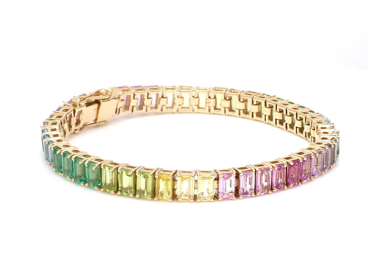 Rainbow Gemstone Emerald Cut Pastel Bracelet - qivii