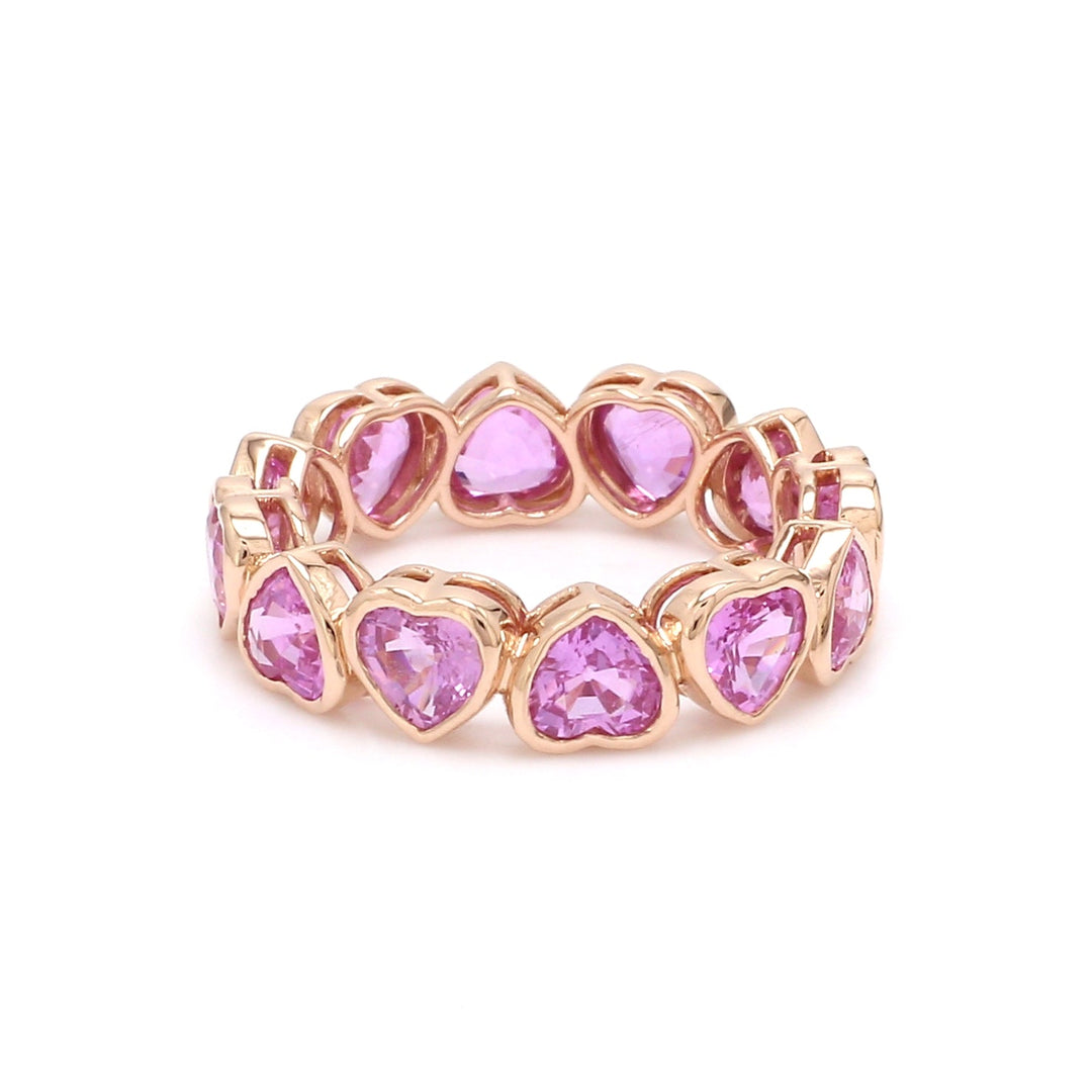 Pink Sapphire Heart Bezel Set Ring - qivii