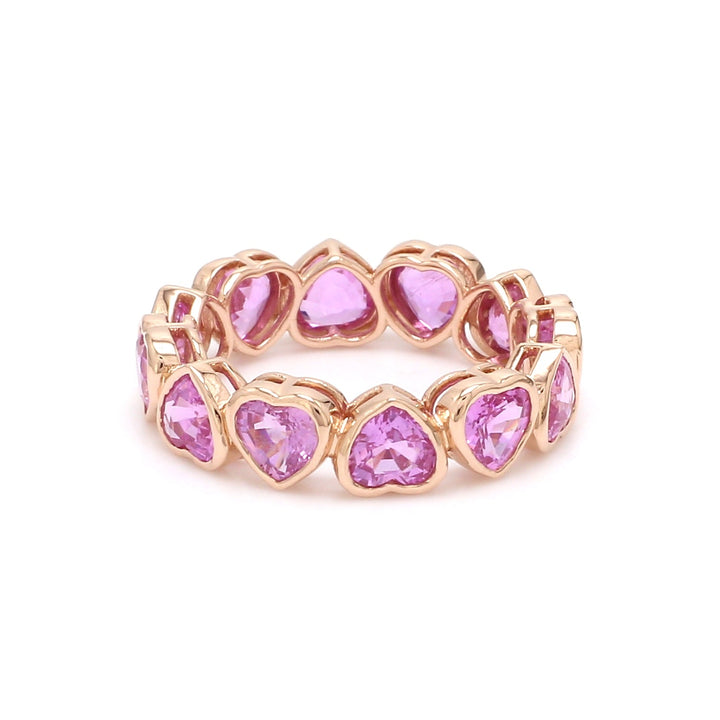 Pink Sapphire Heart Bezel Set Ring - qivii