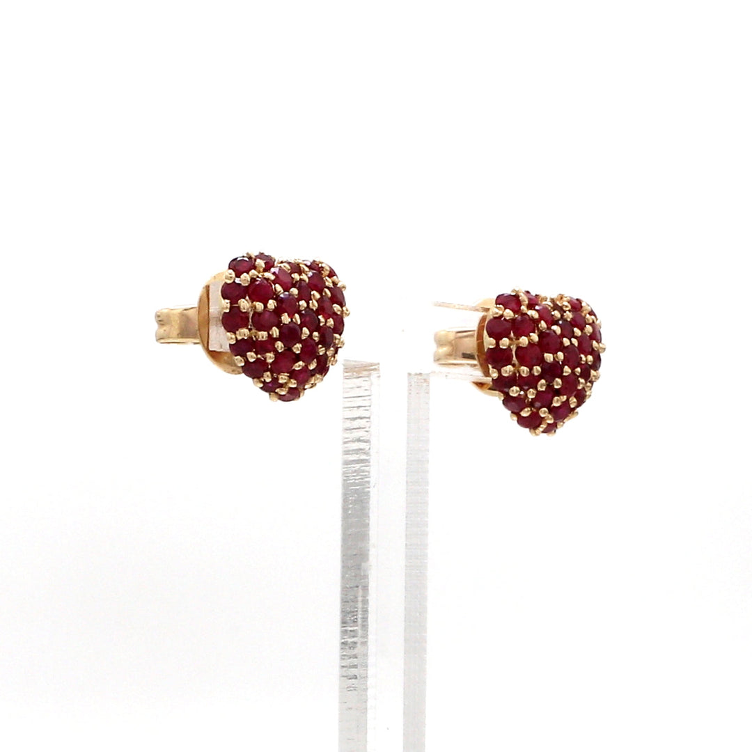 Ruby Heart Pave Studs - qivii