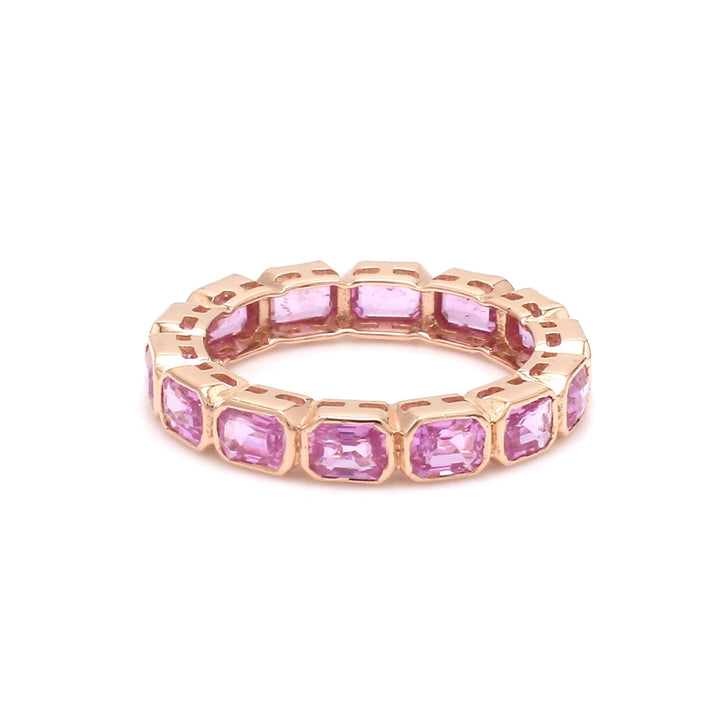 Pink Sapphire Bezele Set Eternity band ring - qivii