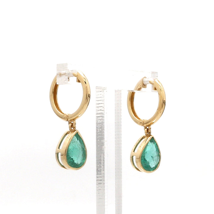 Emerald Bezel Set Pear Mini Earrings - qivii
