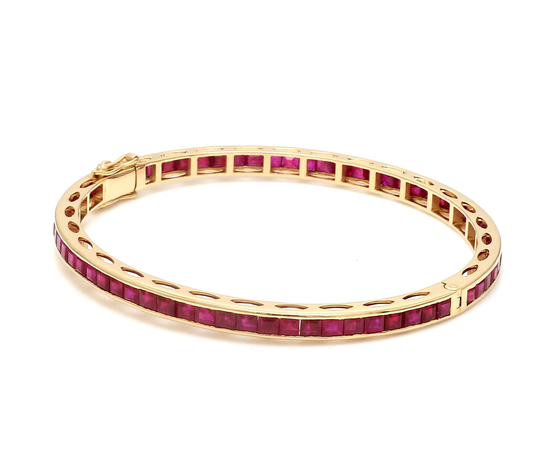 Ruby Princess Cut Channel Set Bangle - qivii