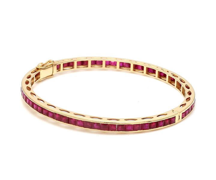 Ruby Princess Cut Channel Set Bangle - qivii