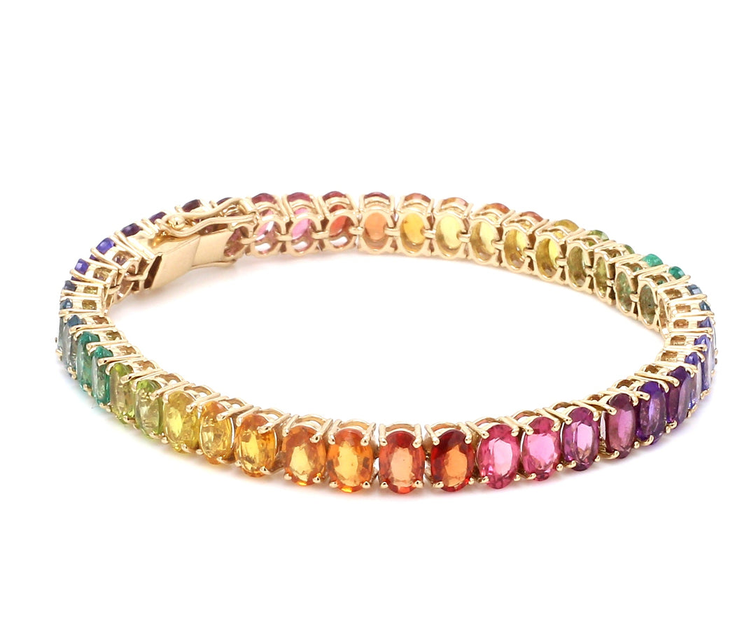 Rainbow Gemstone Vertical Oval Bracelet - qivii