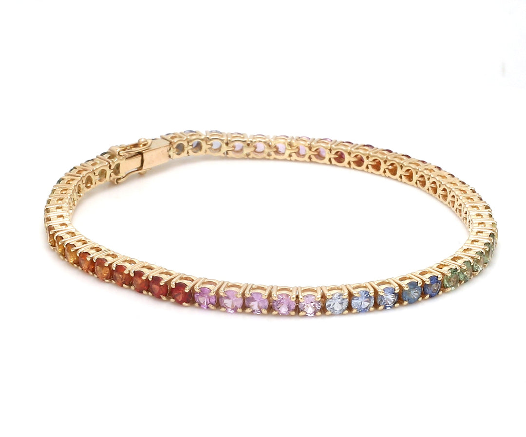 Rainbow Sapphire 3MM Tennis Bracelet - qivii