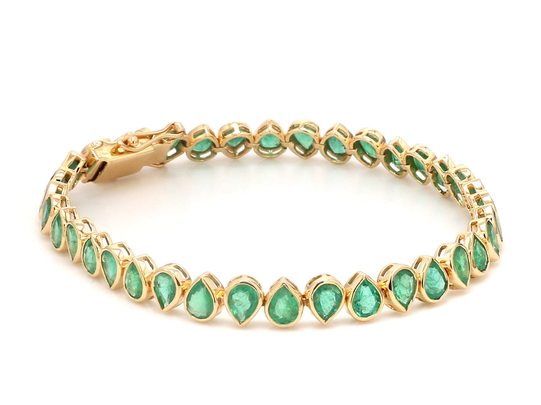 Emerald Pear Bezel Set Upside Down Bracelet - qivii
