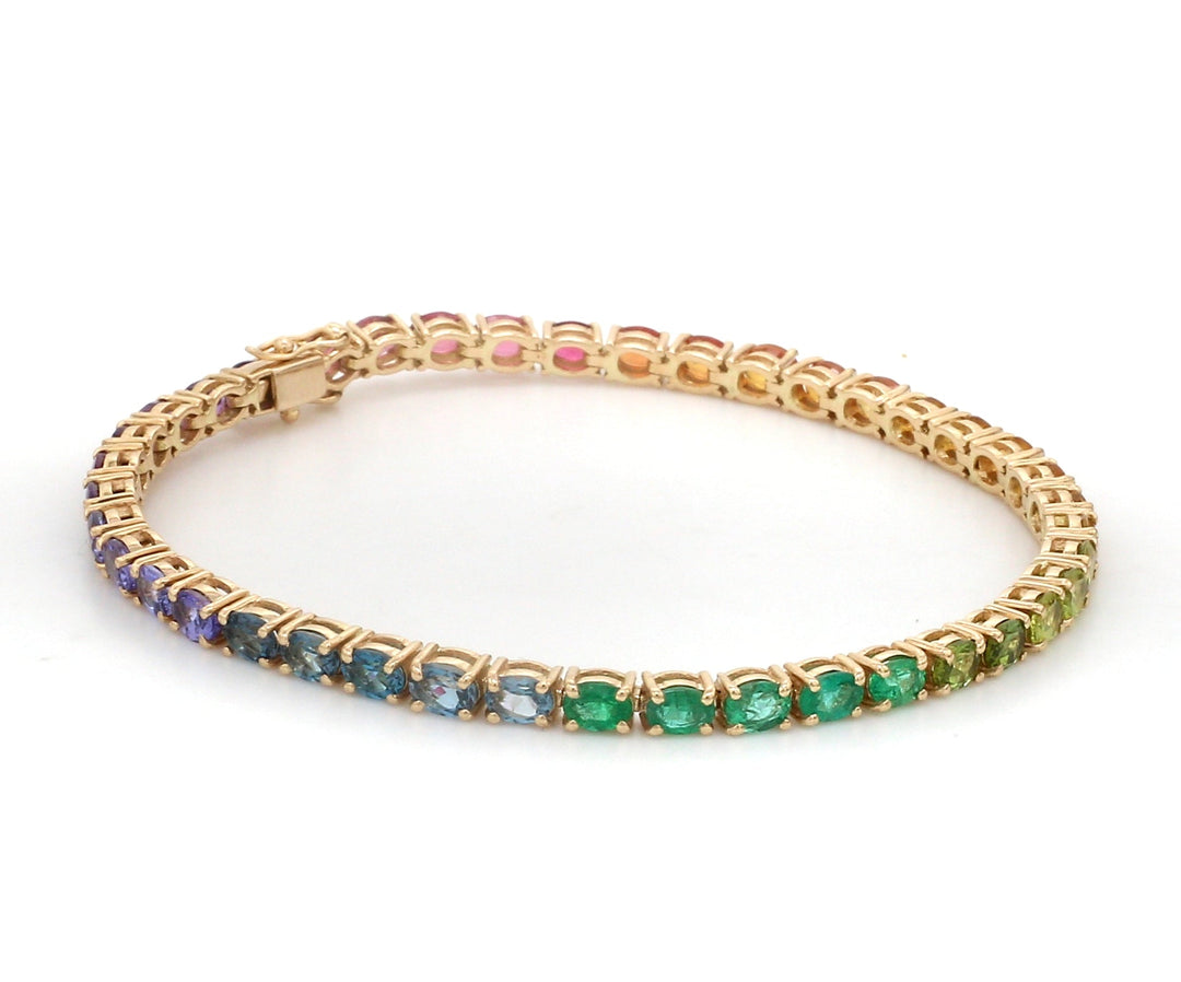 Rainbow Gemstone Oval Tennis Bracelet - qivii