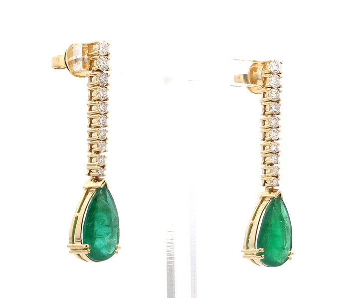 Emerald Pear Diamond Earrings - qivii